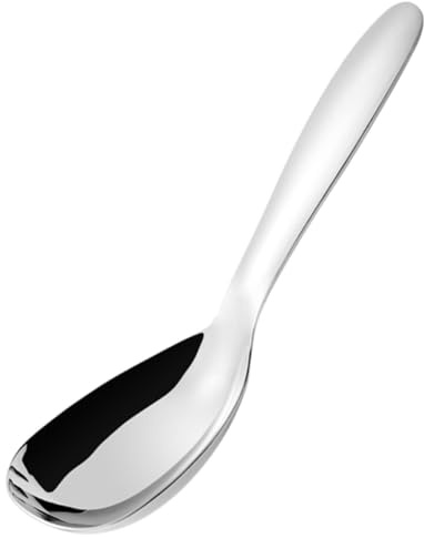 Hemobllo Cuillère à Aliments du Buffet en Acier Inoxydable 304, Grosse Cuillère de Service Épaisse et Profonde, Ustensile la Cuisine Inox Ergonomique pour Usage Familial et Buffet, Lot Unique