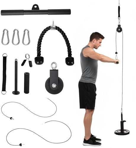 SPORTNOW Poleas Gimnasio para Casa, Sistema de Polea de Cable de Peso para Gimnasio, para Tracción LAT, Rizo de Bíceps, Tríceps, Entrenamiento de Brazo, Hombros y Espalda