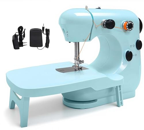 Macchina da cucire, mini macchine da cucire per principianti con materiale ecologico, macchine da cucire portatili a doppia velocità con tavolo allungabile, leggero, facile da usare, miglior regalo