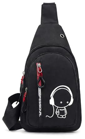 FuYelng Riñonera Negra Niños 60–120 cm Bandolera Cruzada Deportiva Unisexo | Bolsos Hombre Pequeñas Ajustable, para Uso Diario Aventura al Aire Libre