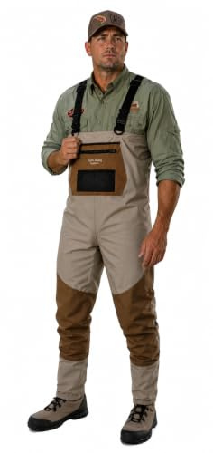 Caddis Wading Systems Men's Attractive 2-Tone Tauped Deluxe Breathable Stocking Foot Wader, Large(DOES NOT INCLUDE BOOTS) (CA12901W-L)