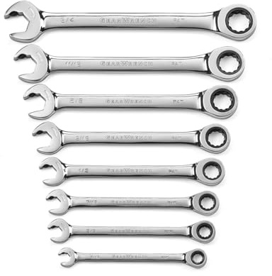 GearWrench 85599 8 Piece SAE Ratcheting Open End Wrench Set by Apex Tool Group