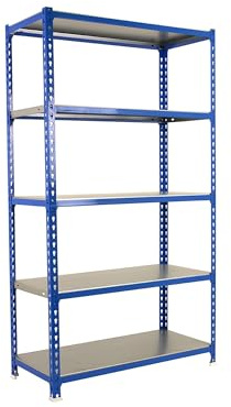 SimonRack Förvaringshylla 5 Hyllplan, 2000x1000x400 mm – Garagehylla i Blå/Galvaniserad, 180 kg Belastning per Hyllplan - Simoclick