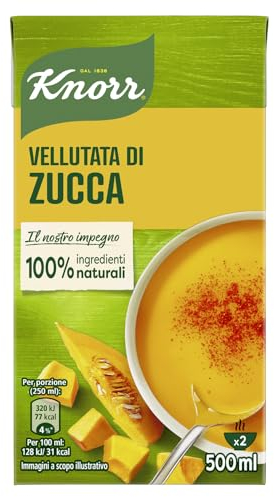 Knorr Vellutata di Zucca, Piatti Pronti Knorr con Ingredienti 100% Naturali, Senza Coloranti e Senza Conservanti Aggiunti, Ricco di Fibre, Vegetariano, Confezione da 500ml