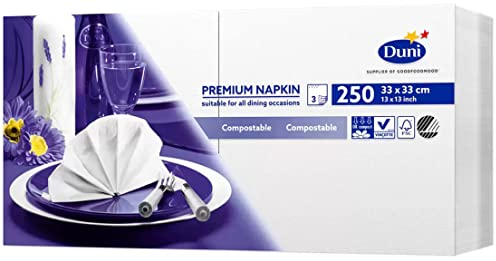 Duni 250 Large Premium Napkins (33cm 3ply), White
