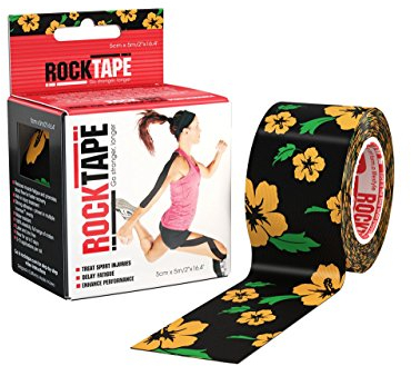 RockTape Standard Kinesiology Tape - Hypoallergenes Sporttape für Verletzungsrehabilitation, Muskelunterstützung - Wasserdicht, dehnbar, komprimierend - Blumenmuster - 5cm x 5m