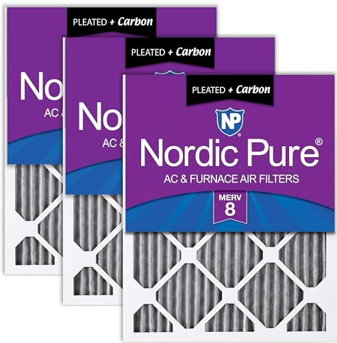 Nordic Pure 14x24x1 MERV 8 Pleated Plus Carbon AC Furnace Air Filters 3 Pack
