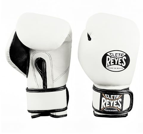 CLETO REYES Professional Boxing Gloves for Kids, Girls and Boys, Training, Sparring and Punching, MMA, Kickboxing, Muay Thai, Leather, Hook and Loop Closure, 3-5 Years, 5.6 oz, White