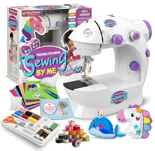Mini Elektro Nähmaschine mit Erweiterungstisch, 2-Geschwindigkeiten, 2-Fäden und Fußpedal für Baumwolle Leder DIY (Weiß)