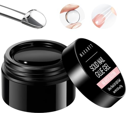 Makartt Solid Nail Glue Gel for Press on Nails: Strong Gel Nail Glue for Fake Nails, Long Lasting Clear Hard 3D Sculpting Gels for DIY Home and Salon Use 15ML UV Light Cured