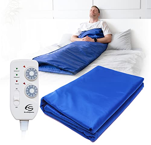Couverture Thermique SPA Infrarouge 180x220 cm, 2 Zones de Chauffage avec Télécommande, Sauna Portable à la Maison, Thérapie Infrarouge, Détoxification du Corps, Anti-âge, Machine de Beauté (Bleu)