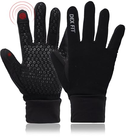 Guantes de invierno cálidos DEX FIT LG201: ideales para correr, hacer senderismo o ciclismo al aire libre en climas fríos; forro polar térmico; compatibles con pantallas táctiles; agarre de silicona