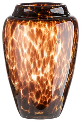 GILDE GLAS art braune Design Vase aus Glas - Deko Wohnzimmer Herbst Winter - Geschenk für Frauen Weihnachten Geburtstag - aus durchgefärbtem Glas - Höhe 26 cm
