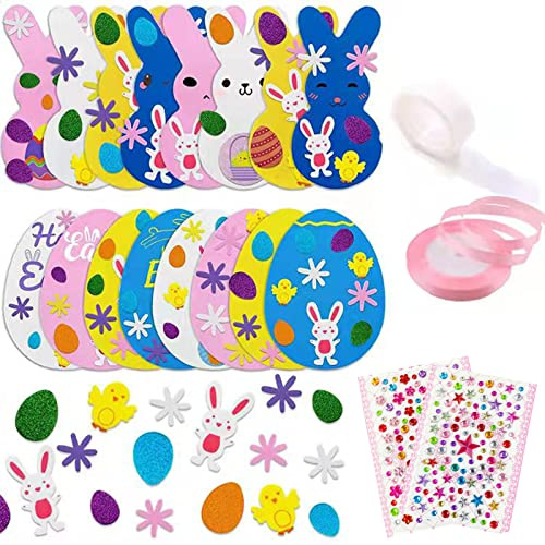Oneshlee Kit Manualidades Pascua Niños, DIY Huevos Pascua, Flores Conejo Huevos De Pascua Decoracion, Para Pascua Decoracion Casa Pared Ventana, Regalo Personalizado