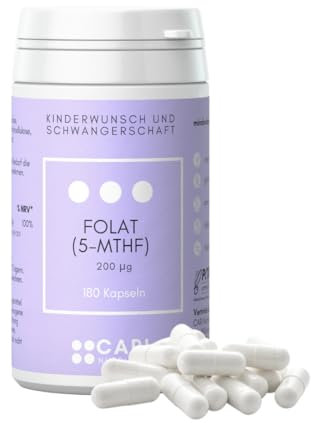 Folsäure | 200 mcg für die perfekte Dosierung | 180 Kapseln | Kinderwunsch, Schwangerschaft, Stillzeit | vegan & made in Germany