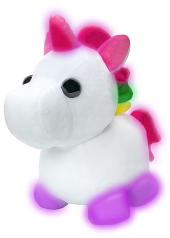 Adopt Me! Neon Unicorn Light-Up Plush - Soft and Cuddly - Three Light-Up Modes - Directly from the #1 Game, Toys for Kids - Ages 6+, Black