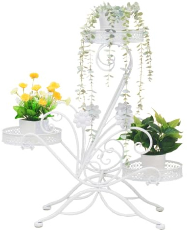 Cre Cra Étagère pour plantes d'intérieur, 3 Niveaux Support Plantes Interieur, Support fleur,etagere de Fleurs metal,Étagère pour Pots de Fleurs,etagere à plantes balcon,porte plante fer forgé