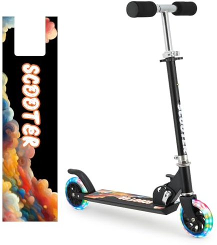Hyiatyo Klappbarer Roller Kinder 6 Jahre mit LED Rädern, Kinder Scooter ab 3-10 Jahre, Faltbar Kinder Kickscooter Tretroller für Junge und Mädchen