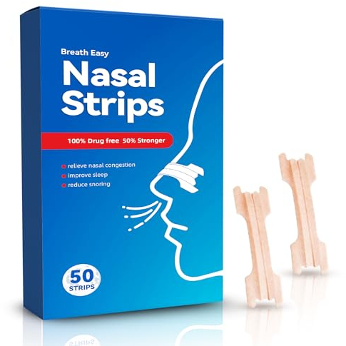 Anti-Schnarch Nasenstrips | 50 Nasenpflaster fürs bessere Atmen für Sport und Schlaf für Erwachsene und Kinder | Nasenstreifen Hautfarbe | Atemtrainer gegen Schnarchen | Nasal Strips Nose