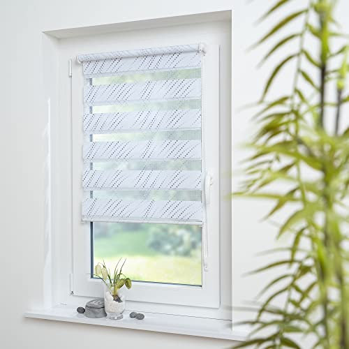 Gardinen Senay, Klemm-Fix Doppelrollo, mit verstellbaren Klemmträgern, Gemustert Karo 45cm-120cm (45x150)