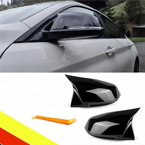 POETRYXIAO Couvre-rétroviseur de voiture compatible avec B-MW 1er F20 F21/2e F22 F23 F87/3e F30 F31 F34/4e F32 F33 F36/i3 I01/X1 E84, adapté pour le tuning (Noir brillant)