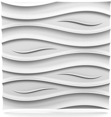 Deccart - 3D Wandpaneele 60x60 cm - Paneele Wand Wall Panels Deko Wandverkleidung Innen Panel Deckenverkleidung Decke Deckenpaneele Platten Styropor EPS-Polystyrol Ozean 1.80 m², 5 Stück, weiß