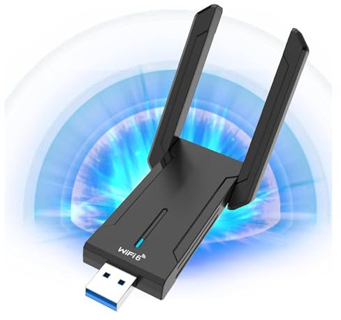 HOISGEAR Chiavetta USB WiFi AX1800 Mbps 2.4GHz/5.0GHz Adattatore Wireless 6 con 2 Antenne 3dBi per PC Fisso Win7/Win10/Win11