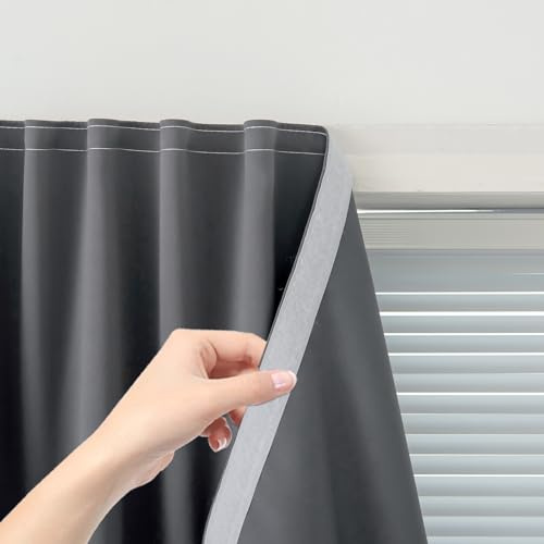 Sovtfides Tende oscuranti con nastro adesivo per finestra, oscuranti, per camera da letto, senza fori, senza asta, 89 x 149,9 cm (larghezza x lunghezza), grigio, 1 pannello