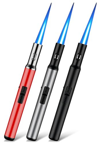 3 accendini a gas ricaricabili con tempesta, lunghezza 19 cm, antivento, per candele, cucina, campeggio, barbecue, camino, regali per uomini, senza gas