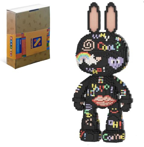 Neacole Blocs de construction lapin (8 000 pièces) de briques de construction lapin de 55 cm, micro blocs de construction en forme d'animal 3D pour adultes et enfants, décoration de maison et de