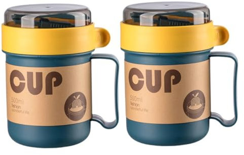 GLEAVI 2 Piezas Portátil Taza de Sopa con Lácteos Práctico y Antideslizante