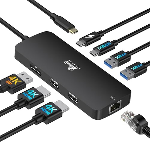 LIONWEI USB C Docking Station 2 Monitore 8 in 1 Laptop Dockingstation