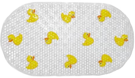 AQUALONA® Premium Child Friendly Ducks Bath Mat - PVC - Slip-resistant - Shower and Bath. BPA, Latex and Phthalate Free (Ducks)