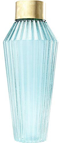 Kare Design Jarrón Barfly, azul claro, cristal, soplado a boca, hecho a mano, jarrón decorativo, retro, decoración de salón para la mesa, 43x18x18 cm (A/A/P)
