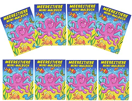 Libetui 8 cahiers de coloriage Animaux marins Cahier de coloriage pour enfants Mini-cahier de coloriage Monde sous-marin Petit cadeau pour anniversaire d'enfant, mariage, anniversaire, cadeau pour