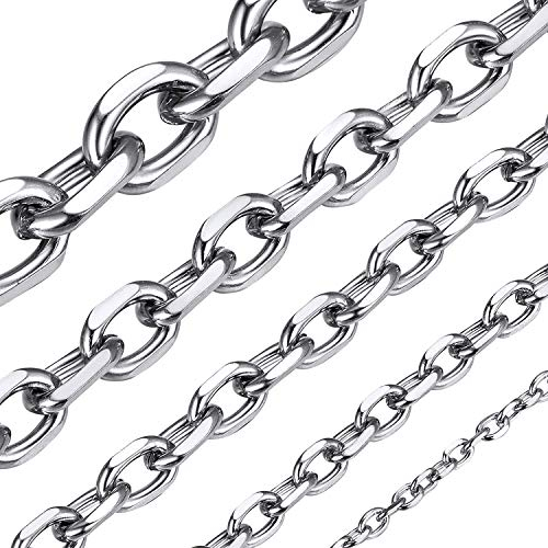 ChainsHouse Halskette Damen Silber Ankerkette Edelstahl Rolokette Halskette 3mm Rolo Kette Silber Damen Edelstahlkette Gliederkette O-Ketten 61cm Ersatzkette Halsschmuck Modeschmuck für Mutter