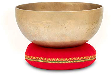 XDrum Omshanti Cuenco Sonoro 20 cm Set - Peso: 1200g - hecho a mano en India - ideal para meditación y terapia - incluye cojín a juego