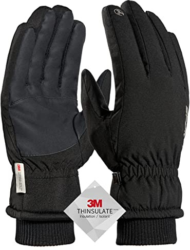 TRENDOUX Thermal Gloves, Ski Gloves for Men Women Extreme Cold Weather 3M Unisex Thinsulate Touchscreen Windproof Cuff Thick Wicking Insert for Bike Snowboard Running cycling - Black M…