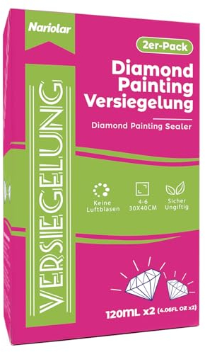 Nariolar Diamantmalerei Versiegelung (120ml*2), Transparentes Diamant Painting Kleber mit Fingerschutz zur Fixierung und Versiegelung von Diamanten