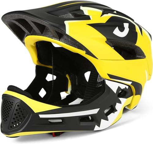 Casco Integral Niños Desmontable Casco de Seguridad Deportivo Casco Bicicleta Casco Bicicleta Niños Casco para Deportes para Niños Casco de Seguridad para Ciclismo Patinaje-Amarillo