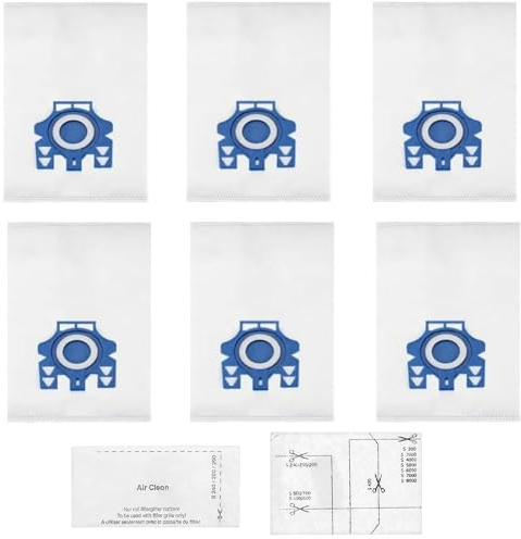 AIFIZO 6 Pack GN Vacuum Hoover Bags Replacements, Compatible with Miele Classic C1, Complete C1/C2/C3, S227, S240, S270, S400, S2, S5, S8 Series Canister Vacuum Cleaner, Vacuum Cleaner Bags