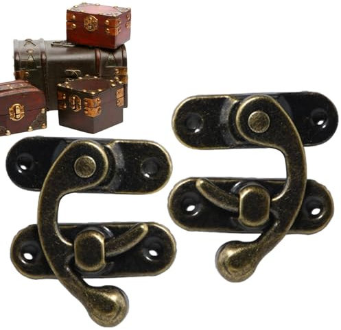 Gancio a scatto antico Hasp Hook | Serratura in legno portagioie Hasp | Stile vintage sinistro e destro gancio fermo | Gancio antico Hasp | 2 pezzi Retro Antico Box | Serratura a scatto per scatola di