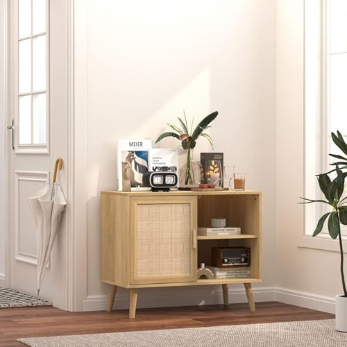 Home Source Living Room Sideboard Cabinet, Natural Colour, 1 Storage Drawer, Rustic
