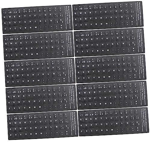 GALPADA Pegatinas para Teclado De Portátil Español 10 Piezas para Estudiantes Diseño Mate Protector para Computadora Uso Laptop Color Negro