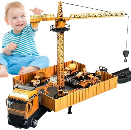 BEOSIOR Construction Toys For 4-6 Year Old Boys Girls: Construction Truck Toy Set Toddler Car Toy - Crane Excavator Digger Trucks, Construction Vehicle Toys For 4 5 6 Year Old Boys Girls Gifts