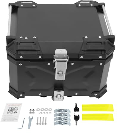 Brride Baúl de motocicleta de 45L impermeable, caja superior de motocicleta, baúl trasero de motocicleta con cerradura de seguridad, portaequipajes superior (45L)