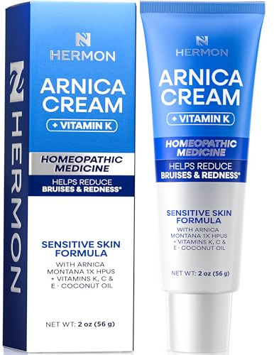 Hermon Arnica Bruise Cream for Sensitive Skin – Vitamin K Cream for Face & Under-Eye Bruising, Swelling & Thin-Looking Skin – Arnica Montana Hydrating Moisturizer 2 Oz