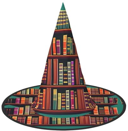 PUYhgb Bibliotek bokhylla tryck halloweenhatt, lätt för halloweenfest/karneval, en storlek passar de flesta