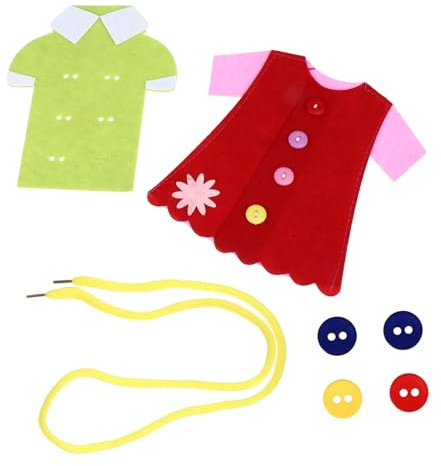 VICASKY 2pcs Sewing Button Threading for Preschool Fine Motor Skill Development Hand-eye Coordination Educational Life Skills Learning Game for Kindergarten and Home Random Color