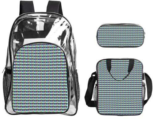 FBGHHTY Kemi test tub tryck transparent ryggsäck set skola resa utomhus pendling konserter genomskinlig 3-delad